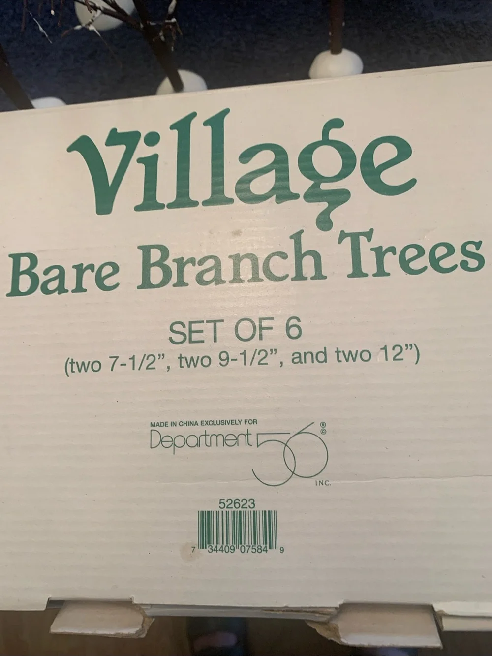 Department 56 set of 6 bare branch trees with cardinal accents